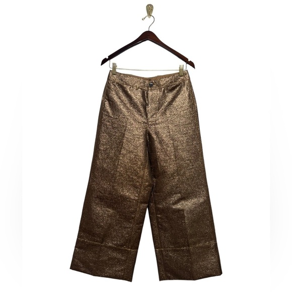NWT MADEWELL Emmett Wide-Leg Crop Pants Metallic 27 - Picture 7 of 14